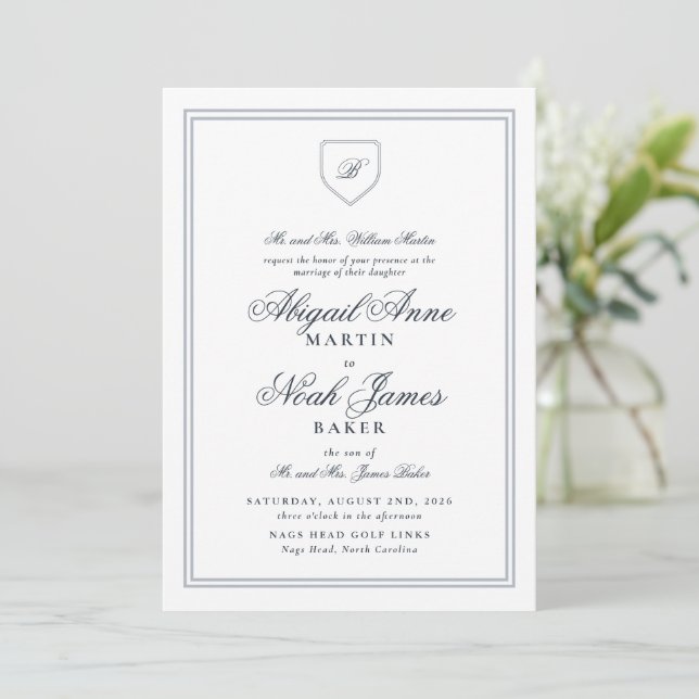 Country Club Formal Elegante Hochzeit Einladung (Stehend Vorderseite)