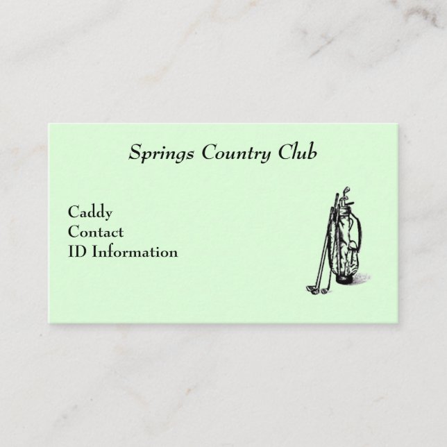 Country Club Golf Caddy Card Visitenkarte (Vorderseite)