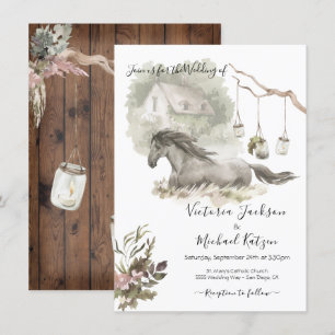 Country Cottage Horse Faire-part de mariage