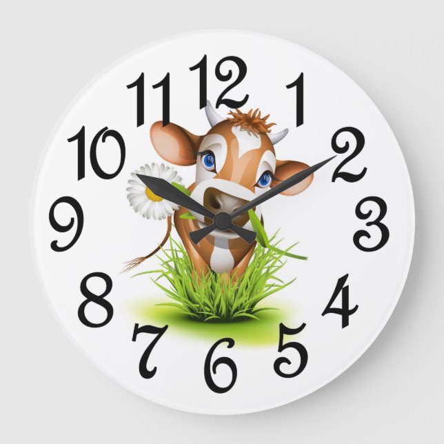 Country Cow Acrylic Wall Clock Große Wanduhr (Vorderseite)