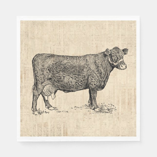 Country Cow Illustriert Art Serviette (Vorderseite)