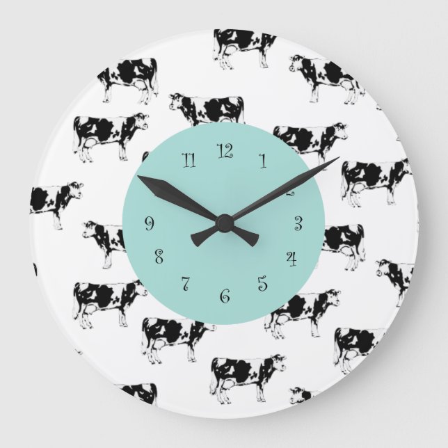 Country Cow Kitchen Wall Clocks Große Wanduhr (Vorderseite)