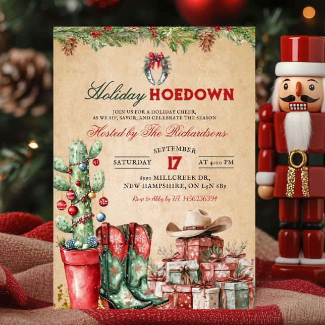 Country Cowboy Christmas Holiday Hoedown Party Einladung (Von Creator hochgeladen)