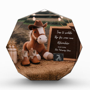 Country Cowboy Pferd Schwangerschaft Ankündigung Fotoblock