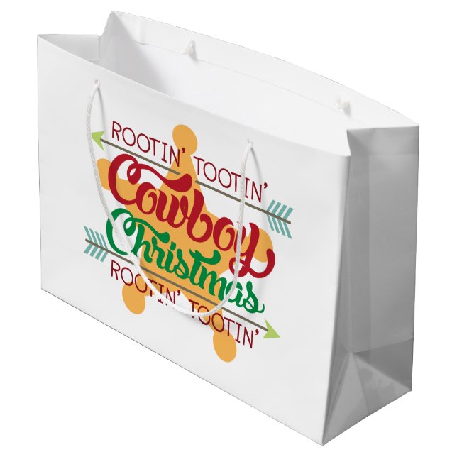 Country Cowboy Weihnachts-Party Große Geschenktüte (Rückseite Schrägansicht)