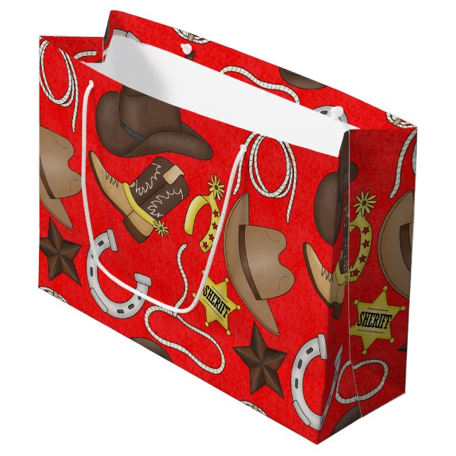 Country Cowboy Western große Geschenktasche Große Geschenktüte (Vorderseite Schrägansicht)