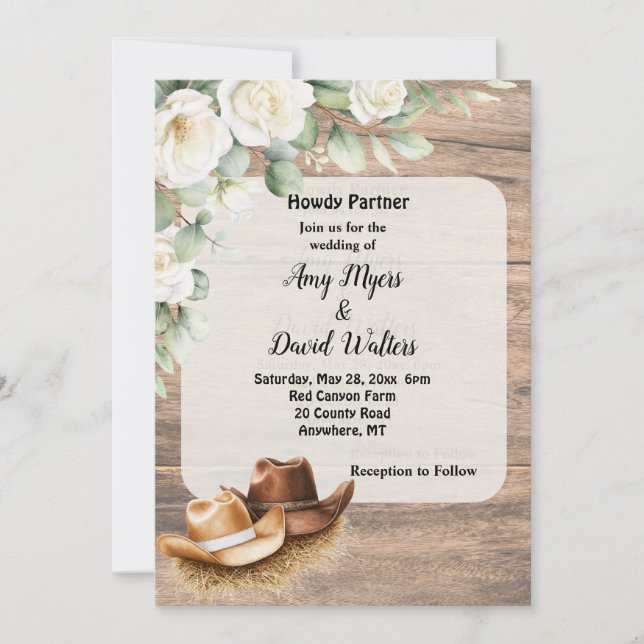 Country Cowboy Western Hochzeitseinladung Einladung (Vorderseite)
