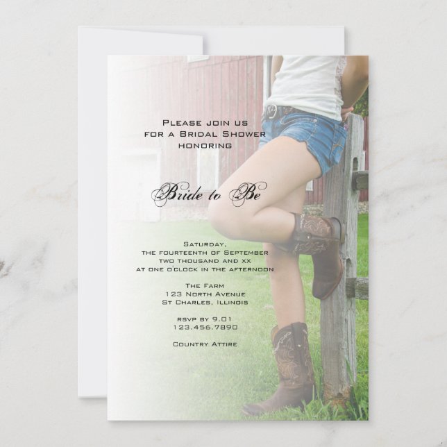 Country Cowgirl nuptiale douche Invitation (Devant)