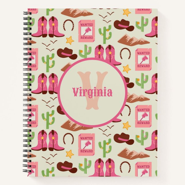 Country Cowgirl Stiefel Adorable Stick Western Notizbuch (Vorderseite)