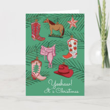 Country Cowgirl Weihnachten geklappte Grußkarte