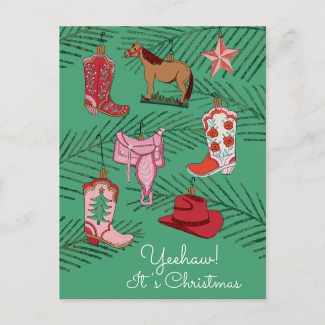 Country Cowgirl Weihnachtsschmuck Postcard Postkarte (Vorderseite)