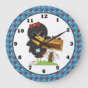 Country Crow Welcome Friends Wanduhr