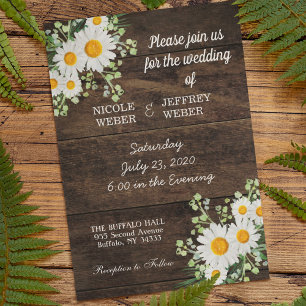 Country Daisy Spring Rustikale Blume Hochzeit einl Einladung