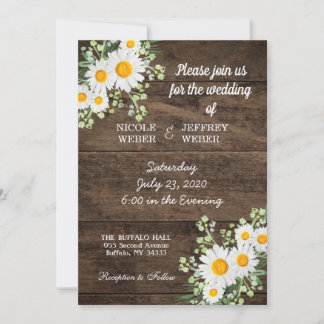 Country Daisy Spring Rustikale Blume Hochzeit einl Einladung