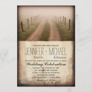 Country Dirt Road Invitation à un mariage dans un 