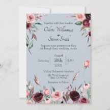 Country Dusty Blue und Burgund Blume Hochzeit