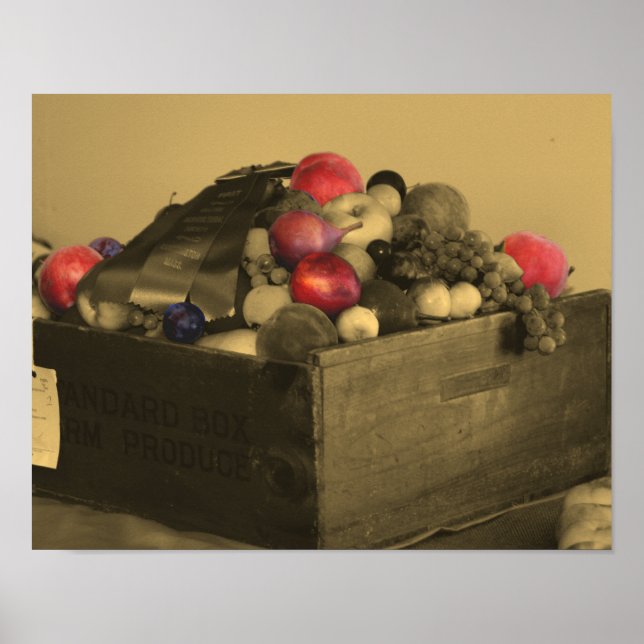 Country Fair Fruit Prize Sepia teilweise Farbe Poster (Vorne)
