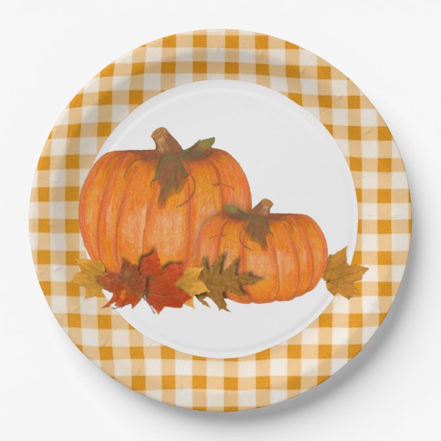 Country Fall Pumpkins Pappteller (Vorderseite)