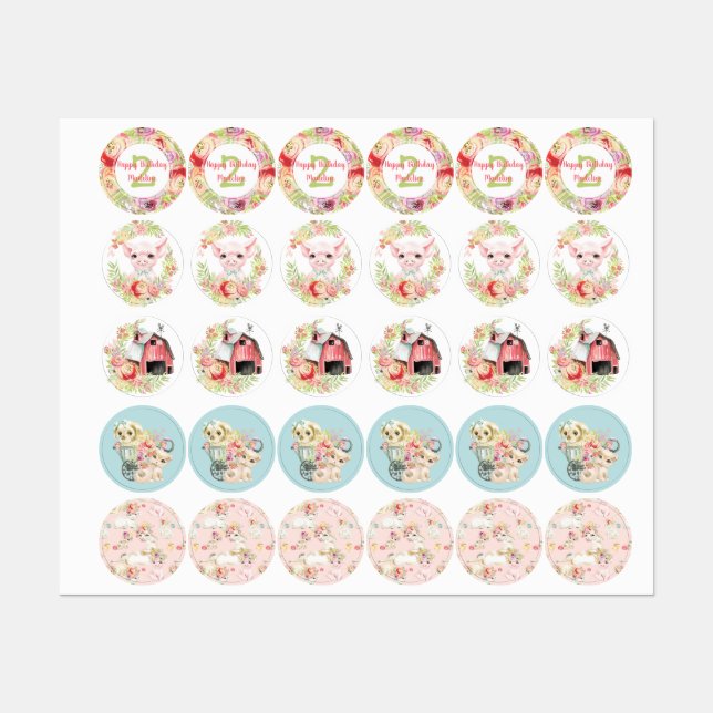 Country Farm Animals Candy Kisses Label Etiketten (Blatt)