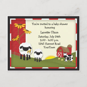 Country Farm Baby Dusche Postkarte Einladung
