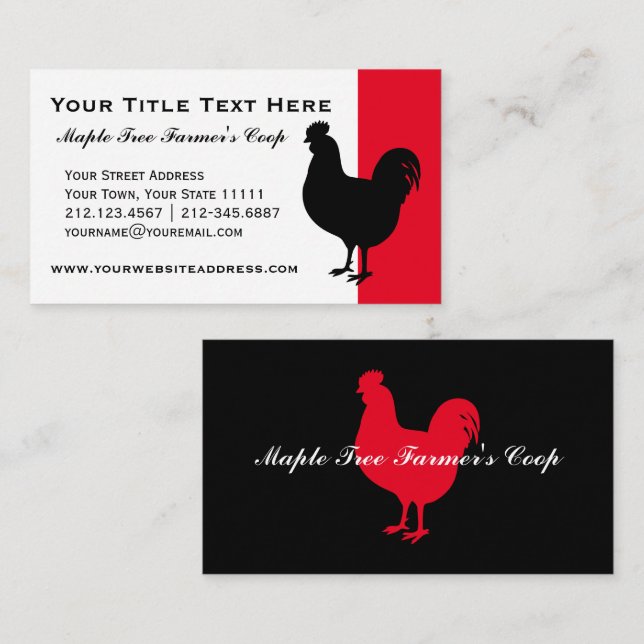 Country Farm Coop Vintage Rooster-Visitenkarte Visitenkarte (Vorne/Hinten)