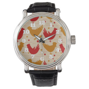 Country Farm Hütte Hühner Hühner Sterne Armbanduhr