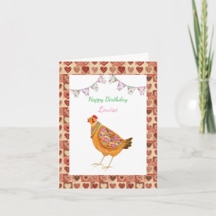 Country Farm Style Niedliches Huhn Custom Geburtst Karte