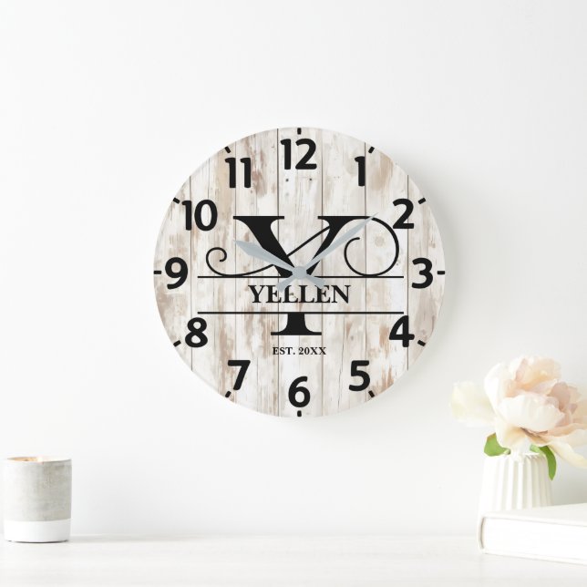 Country Farm Y Monogram Große Wanduhr (Zuhause)