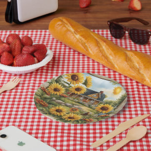 Country Farmhouse Dreamy Golden Sonnenblumen Pappteller