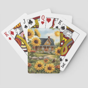Country Farmhouse Dreamy Golden Sonnenblumen Spielkarten