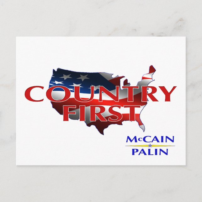 Country First John McCain Sarah Palin Postkarten (Vorderseite)