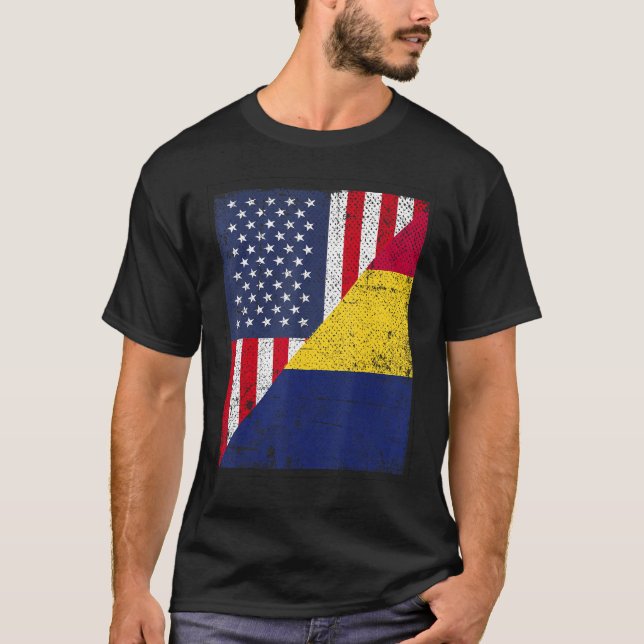Country Flag Design  Half USA Half Chad T-Shirt (Vorderseite)