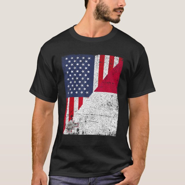 Country Flag Design  Half USA Half Malta T-Shirt (Vorderseite)