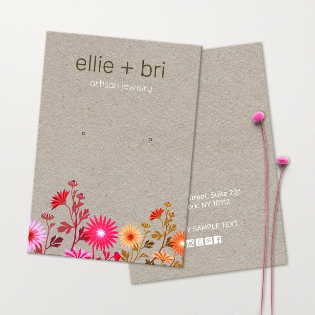 Country Floral Boho Kraft Stuhlvorführung Visitenkarte (Von Creator hochgeladen)