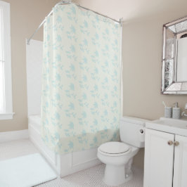 Country floral Light Blue and Cream Muster Duschvorhang