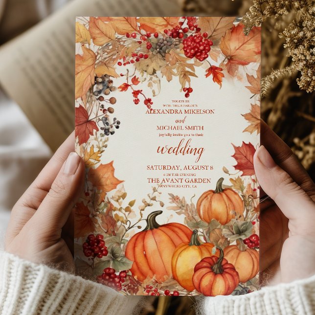 Country Floral Pumpkin Scrip Hochzeit Einladung (Von Creator hochgeladen)