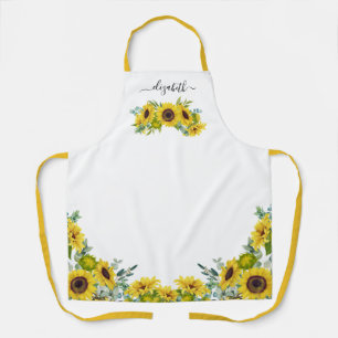 Country Floral Wasserfarbe Gelbe Sonnenblume Schür Schürze