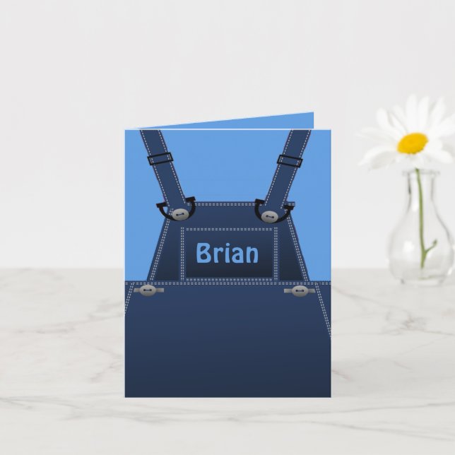 Country Folk Blue Overalls Custom Karte (Kleine Pflanze)