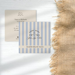Country French Blue Striping Bakery Logo gestriche Quadratische Visitenkarte