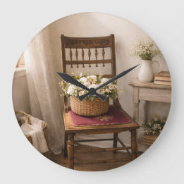 Country French Chair Wall Clock – Cottage Core Große Wanduhr