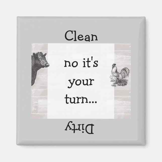 Country Fun Cow Rooster lave-vaisselle Magnet (Devant)