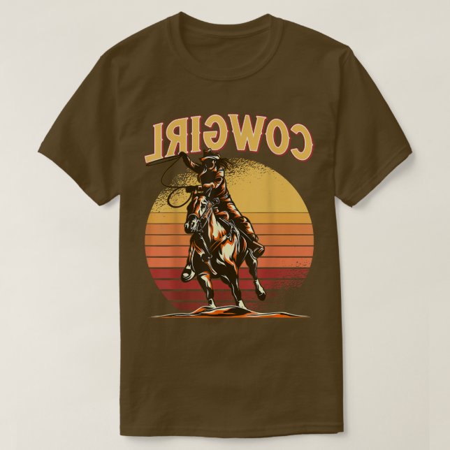 Country Funny Reverse Cowgirl Retro T-Shirt (Design vorne)