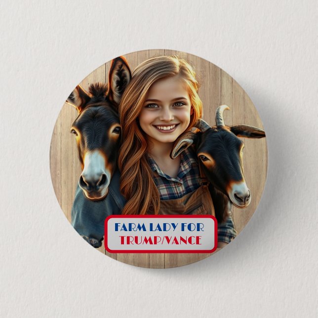 Country Gals Farm Lady für Trump/Vance Button (Vorderseite)