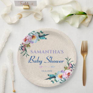 Country Garden Boho Floral Baby Dusche Willkommen Pappteller