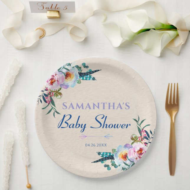Country Garden Boho Floral Baby Dusche Willkommen Pappteller (Hochzeit)
