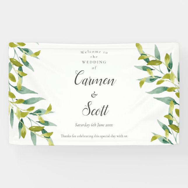 Country Garden Eucalyptus Greenerity Wedding Willk Banner (Horizontal)