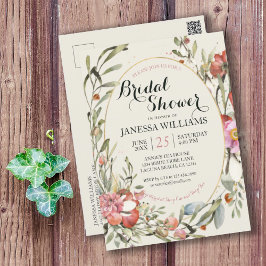Country Garden Floral Bridal Shower Invitation Postkarte