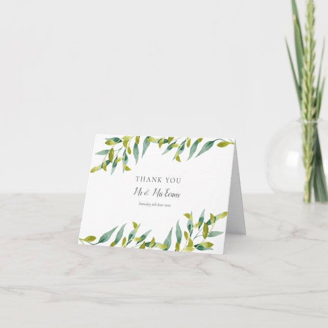 Country Garden Greenery Wedding Thank You Karte (Vorderseite)