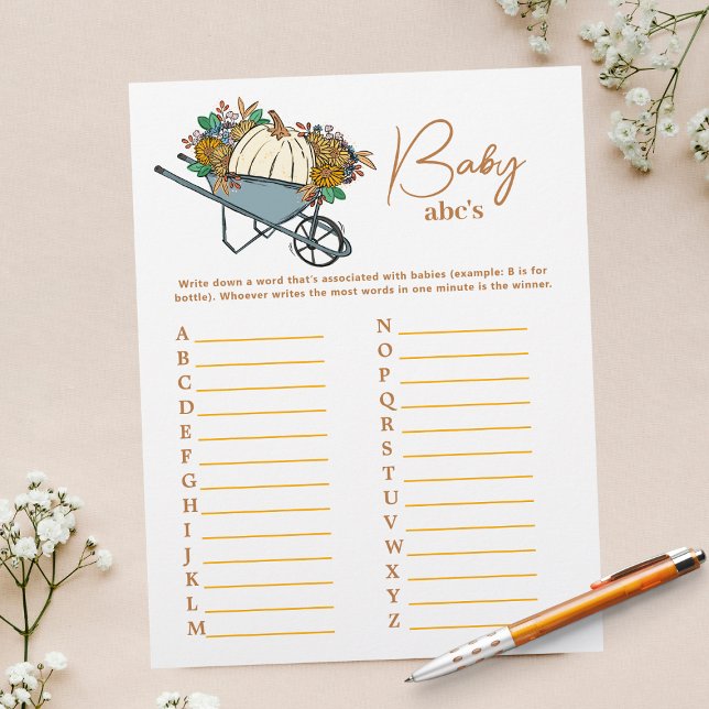 Country Garden Pumpkin ABCs Baby Shower Party Game Flyer (Von Creator hochgeladen)