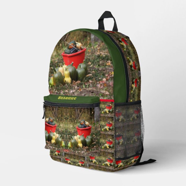 Country Garden Squash Ernte Personalisiert Bedruckter Rucksack (Rückseitige Ecke Rechts)